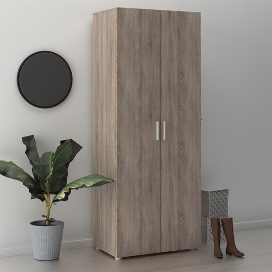 Perkin Wooden Wardrobe With 2 Doors In Truffle Oak