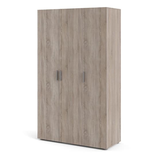 Perkin Wooden Wardrobe With 3 Doors In Truffle Oak