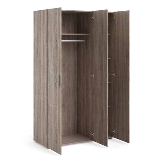 Perkin Wooden Wardrobe With 3 Doors In Truffle Oak