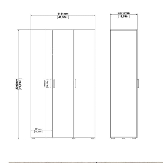 Perkin Wooden Wardrobe With 3 Doors In Truffle Oak