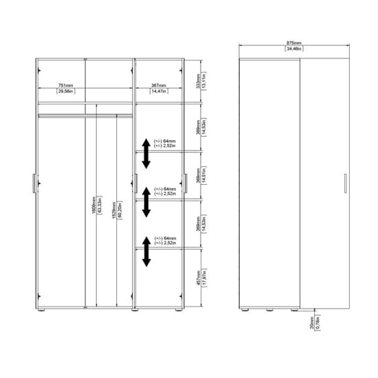 Perkin Wooden Wardrobe With 3 Doors In Truffle Oak