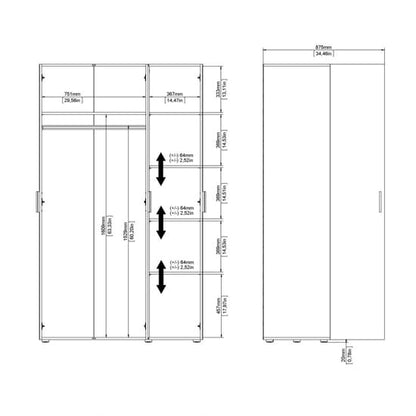 Perkin Wooden Wardrobe With 3 Doors In Truffle Oak