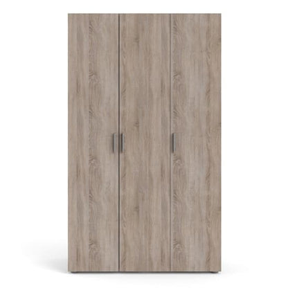 Perkin Wooden Wardrobe With 3 Doors In Truffle Oak