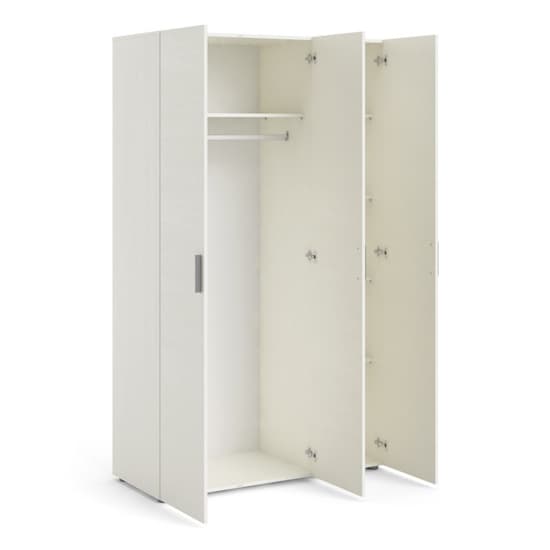 Perkin Wooden Wardrobe With 3 Doors In White
