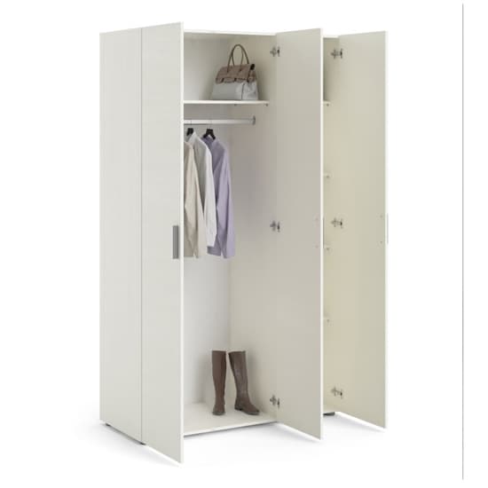 Perkin Wooden Wardrobe With 3 Doors In White