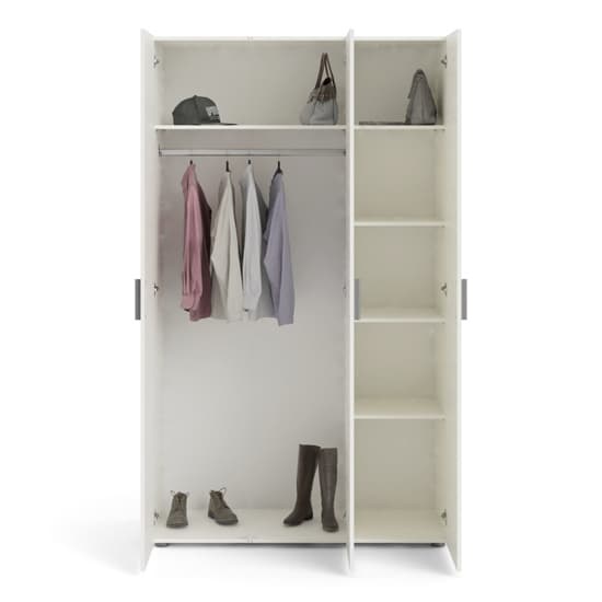 Perkin Wooden Wardrobe With 3 Doors In White