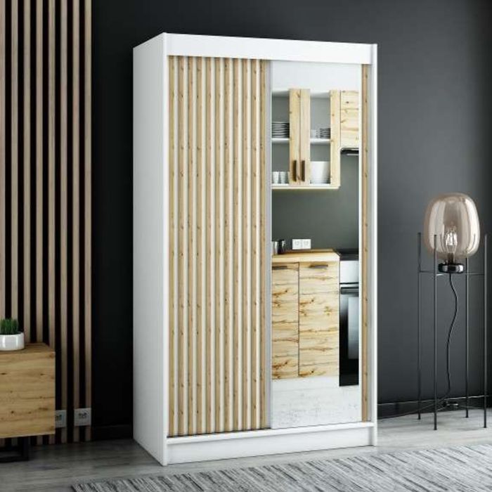 Gloucester II 120cm Sliding 2 Door Wardrobe with Mirror - Artisan Oak