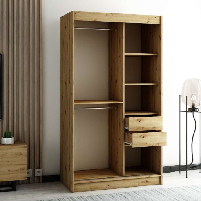 Gloucester II 120cm Sliding 2 Door Wardrobe with Mirror - Black