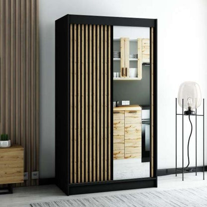 Gloucester II 120cm Sliding 2 Door Wardrobe with Mirror - Black