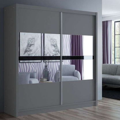 Trafford Sliding 2 Door 203cm Wardrobe with Mirror - Graphite Grey