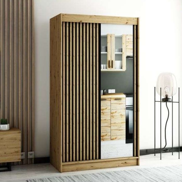 Gloucester II 120cm Sliding 2 Door Wardrobe with Mirror - Artisan Oak