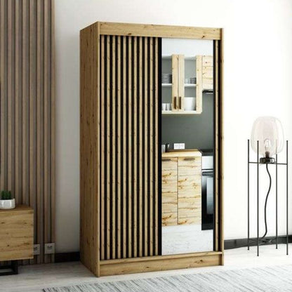Gloucester II 120cm Sliding 2 Door Wardrobe with Mirror - Artisan Oak