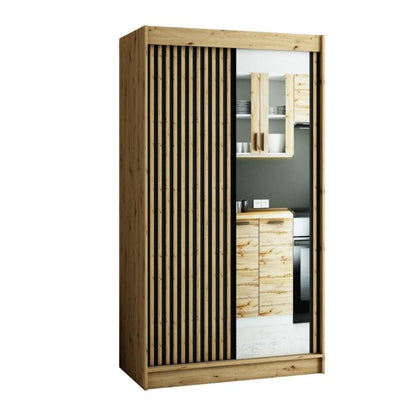 Gloucester II 120cm Sliding 2 Door Wardrobe with Mirror - Artisan Oak