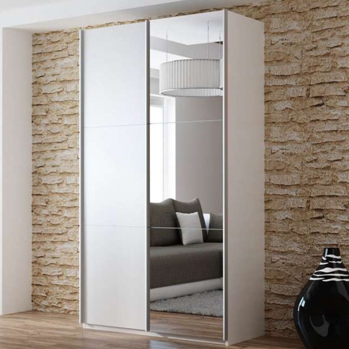 Boris Sliding 2 Door 120cm Wardrobe with Mirror - Graphite Grey
