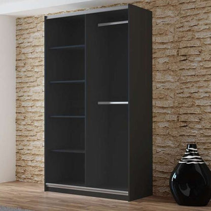 Boris Sliding 2 Door 120cm Wardrobe with Mirror - Graphite Grey