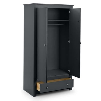 Raddix Wardrobe In Anthracite With 2 Doors And 1 Drawer