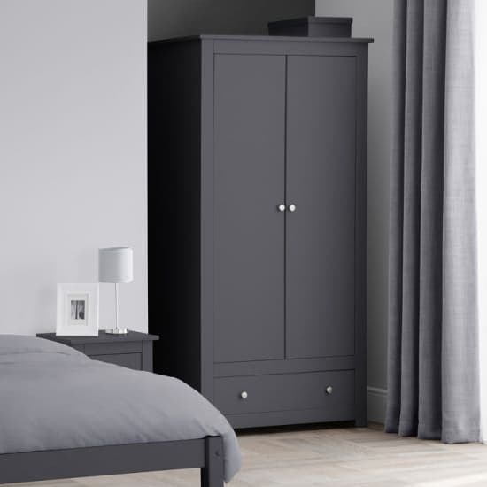 Raddix Wardrobe In Anthracite With 2 Doors And 1 Drawer