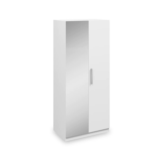 Meribel White 2 Door Mirrored Wardrobe