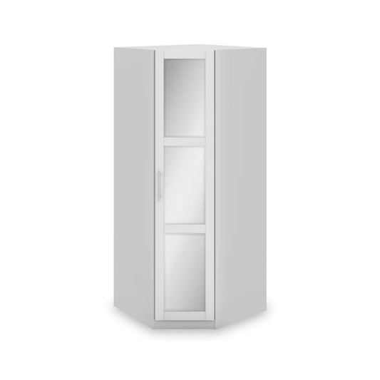 Bithlo White Corner Mirrored Wardrobe