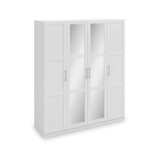 Bithlo White 4 Door Mirrored Wardrobe