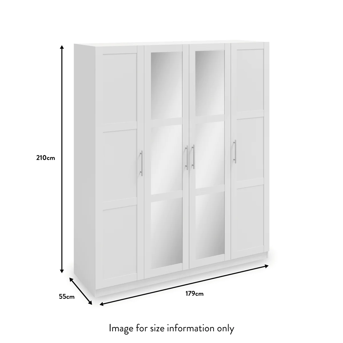 Bithlo White 4 Door Mirrored Wardrobe
