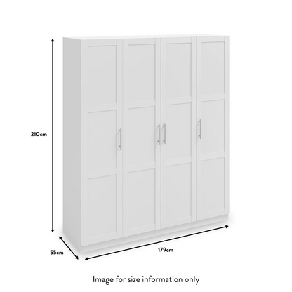 Bithlo White 4 Door Wardrobe