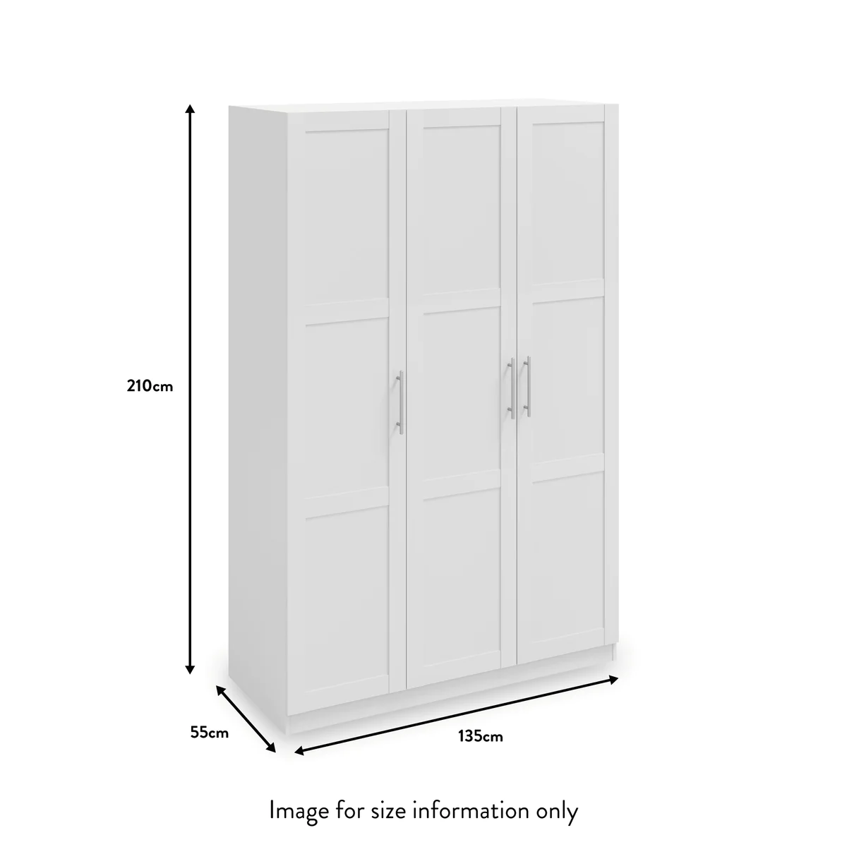 Bithlo White 3 Door Wardrobe