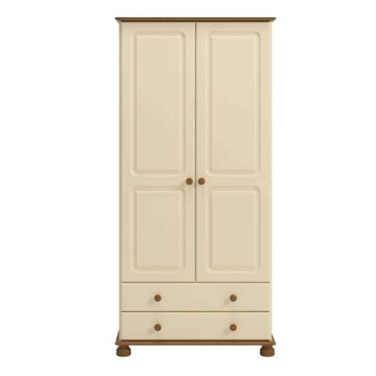 Richland Tall Wooden Wardrobe With 2 Doors In Cream And Pine