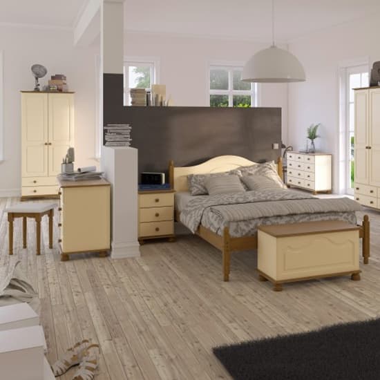 Richland Tall Wooden Wardrobe With 2 Doors In Cream And Pine