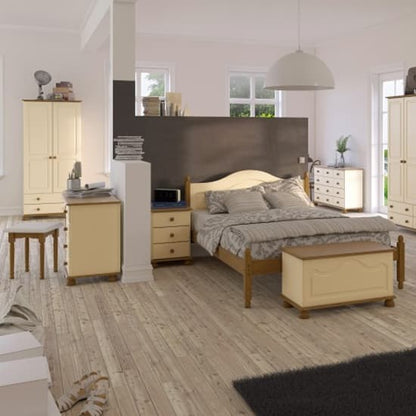 Richland Tall Wooden Wardrobe With 2 Doors In Cream And Pine