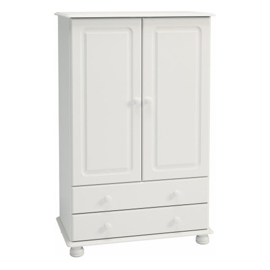 Richland Wide Wooden Wardrobe With 2 Doors In Off White