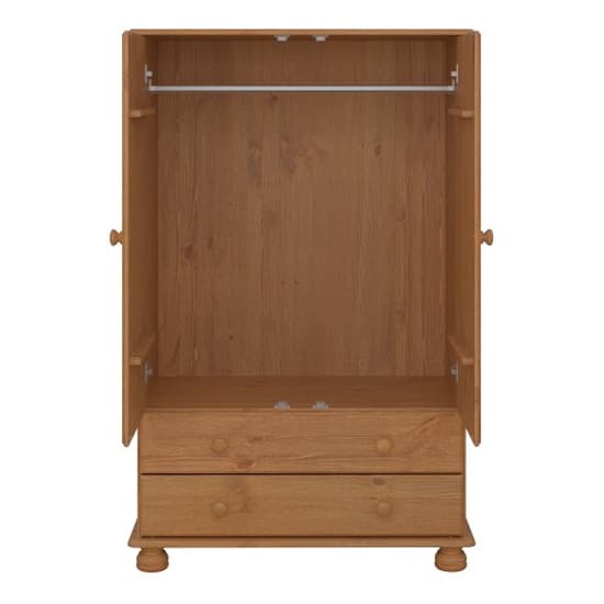 Richland Wide Wooden Wardrobe With 2 Doors In Pine