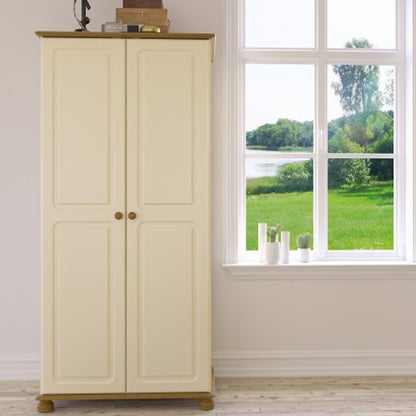 Richland Wooden Wardrobe With 2 Doors In Cream And Pine