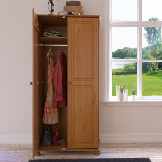 Richland Wooden Wardrobe With 2 Doors In Pine