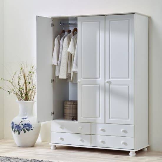 Richland Wooden Wardrobe With 3 Doors In Off White