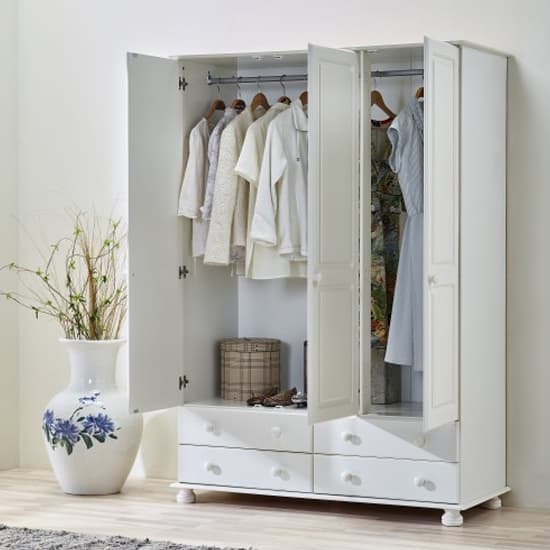 Richland Wooden Wardrobe With 3 Doors In Off White