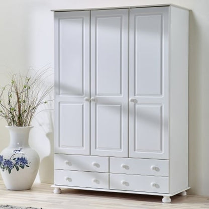 Richland Wooden Wardrobe With 3 Doors In Off White