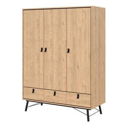 Rynok Wardrobe With 3 Doors 3 Drawers In Jackson Hickory Oak