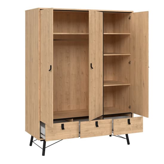 Rynok Wardrobe With 3 Doors 3 Drawers In Jackson Hickory Oak