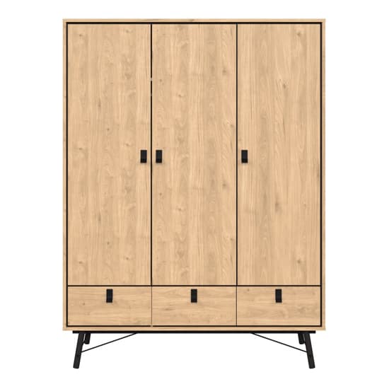 Rynok Wardrobe With 3 Doors 3 Drawers In Jackson Hickory Oak