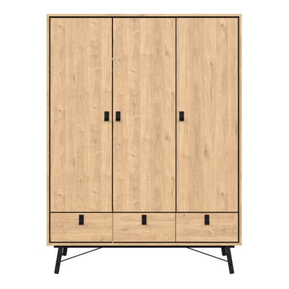 Rynok Wardrobe With 3 Doors 3 Drawers In Jackson Hickory Oak