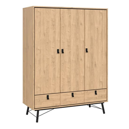 Rynok Wardrobe With 3 Doors 3 Drawers In Jackson Hickory Oak