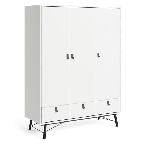 Rynok Wooden Triple Door Wardrobe In Matt White