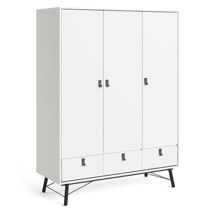 Rynok Wooden Triple Door Wardrobe In Matt White