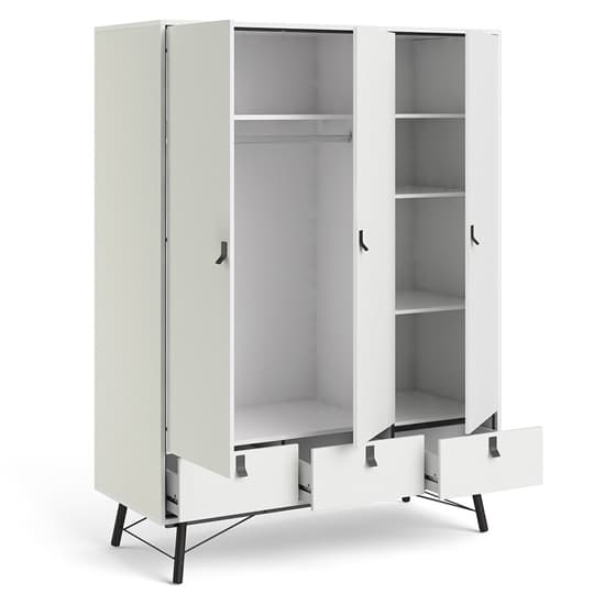 Rynok Wooden Triple Door Wardrobe In Matt White