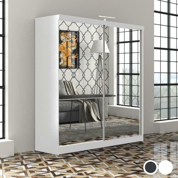 FURCO | Castle | White Fully Mirrored Sliding 2 Door Wardrobe | 150/200 cm | Luxurious & Spacious
