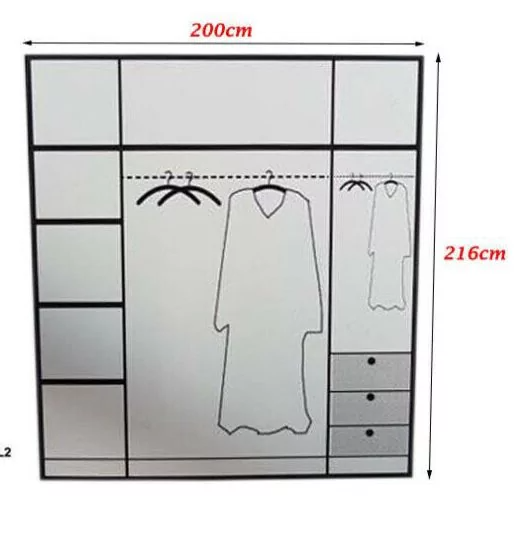 FURCO Giovany 2 Door Mirrored Sliding Wardrobe | Oak Finish | Offered in 3 Sizes | Stylish & Durable Storage