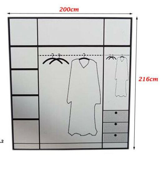 FURCO | Giovany 2 Door Mirrored Sliding Wardrobe | Sleek Black | 3 Size Options | Modern & Spacious