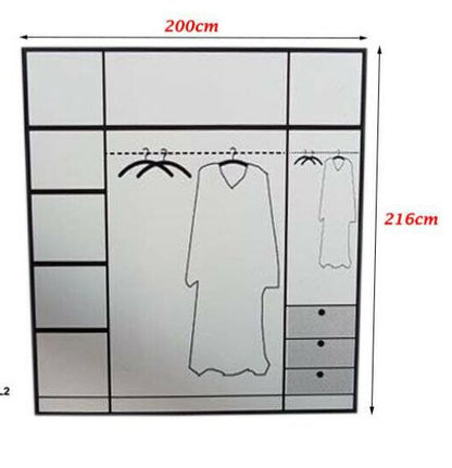 FURCO | Giovany 2 Door Mirrored Sliding Wardrobe | Sleek Black | 3 Size Options | Modern & Spacious