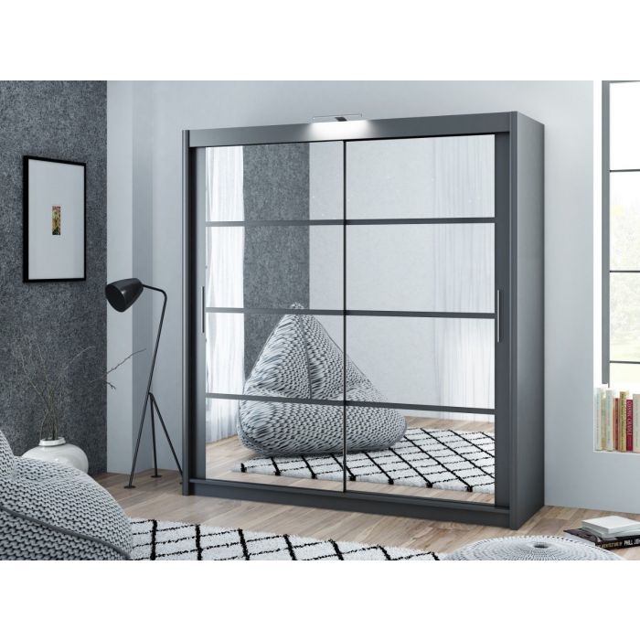 Dexter Sliding 2 Door 160cm Wardrobe - Grey